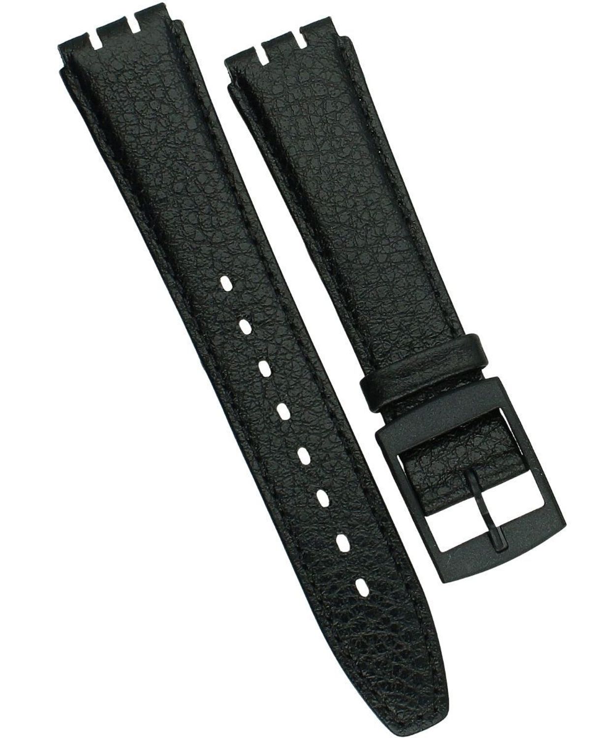 Czarny pasek skórzany do zegarka 20 mm PRS-SWATCH-6SWISS-Skóra – faktura tłoczona, czarna sprzączka.jpg