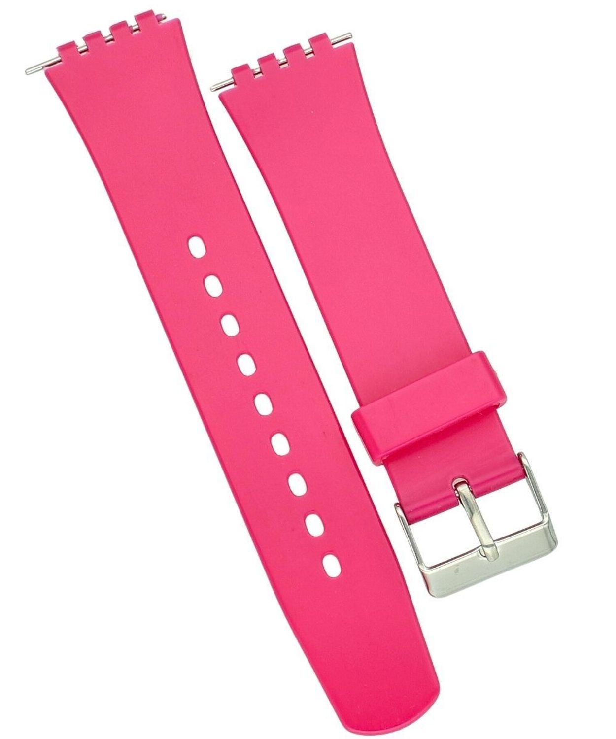 Jasnoróżowy pasek gumowy do zegarka Swatch 24 mm PRS-SWATCH-9SWISS-GUMA – miękka guma, srebrna sprzączka.jpg
