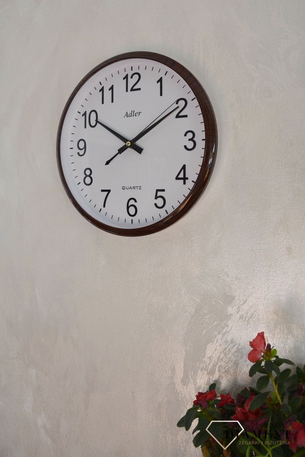 Zegar ścienny okrągły Imitacja Drewna Adler ciemny brąz (1).JPG