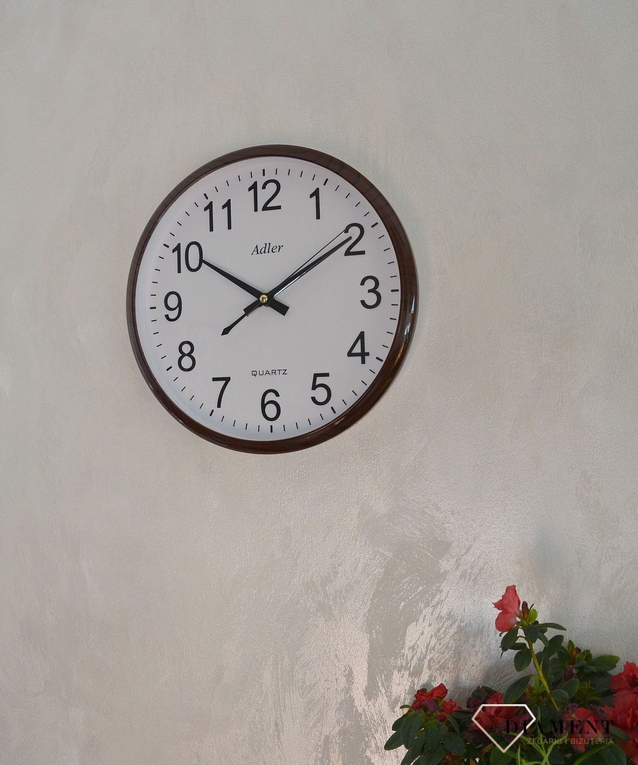 Zegar ścienny okrągły Imitacja Drewna Adler ciemny brąz (1).JPG