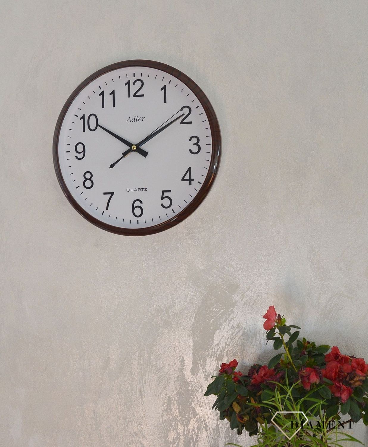 Zegar ścienny okrągły Imitacja Drewna Adler ciemny brąz (1).JPG