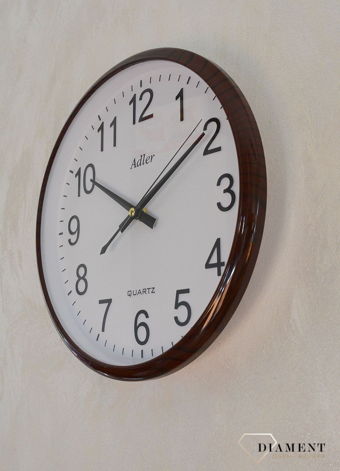 Zegar ścienny okrągły Imitacja Drewna Adler ciemny brąz (1).JPG