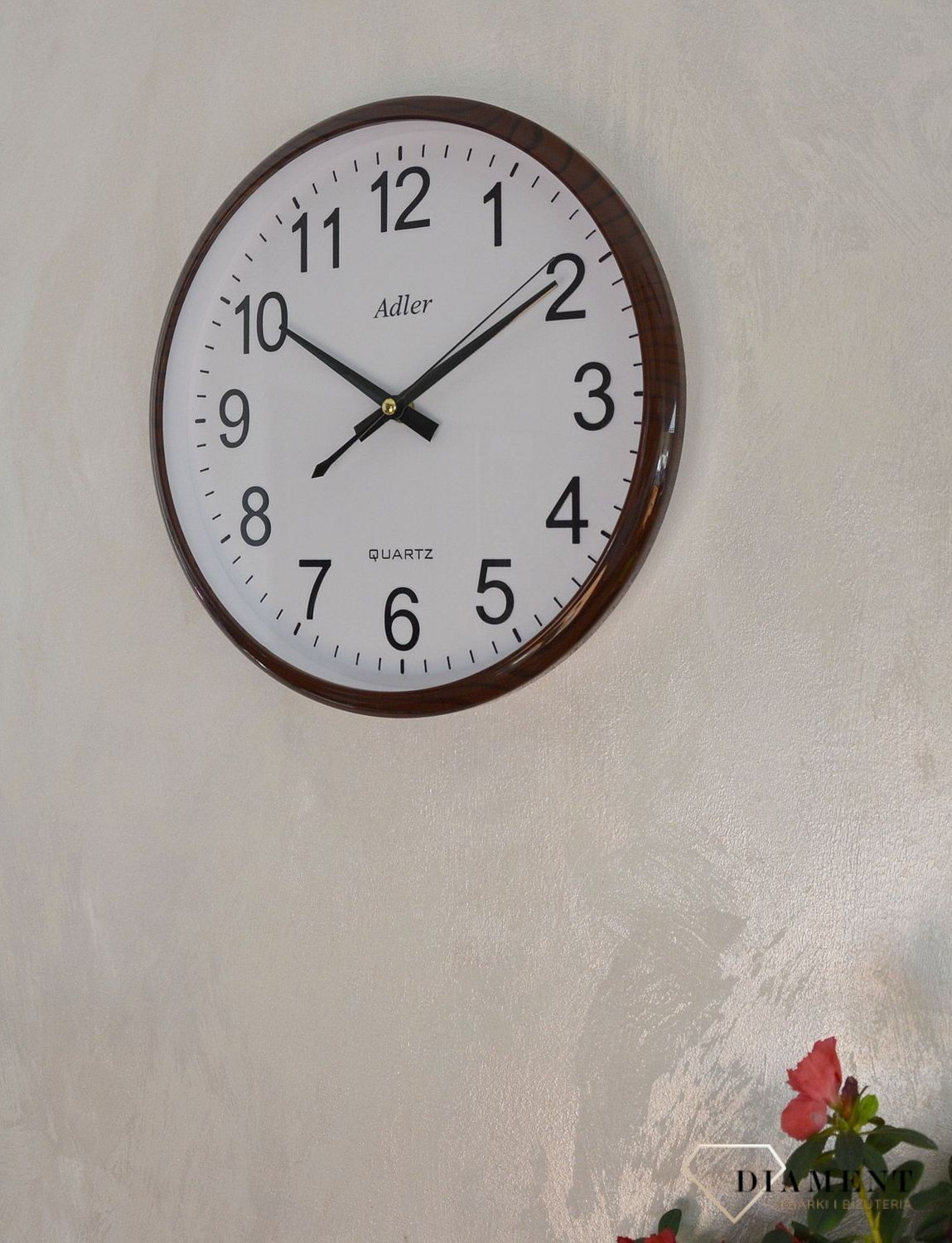 Zegar ścienny okrągły Imitacja Drewna Adler ciemny brąz (1).JPG