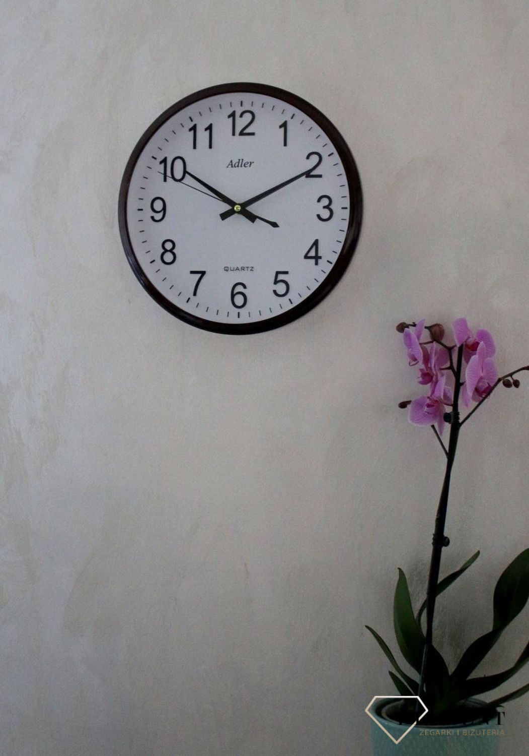 Zegar ścienny okrągły Imitacja Drewna Adler ciemny brąz (1).JPG