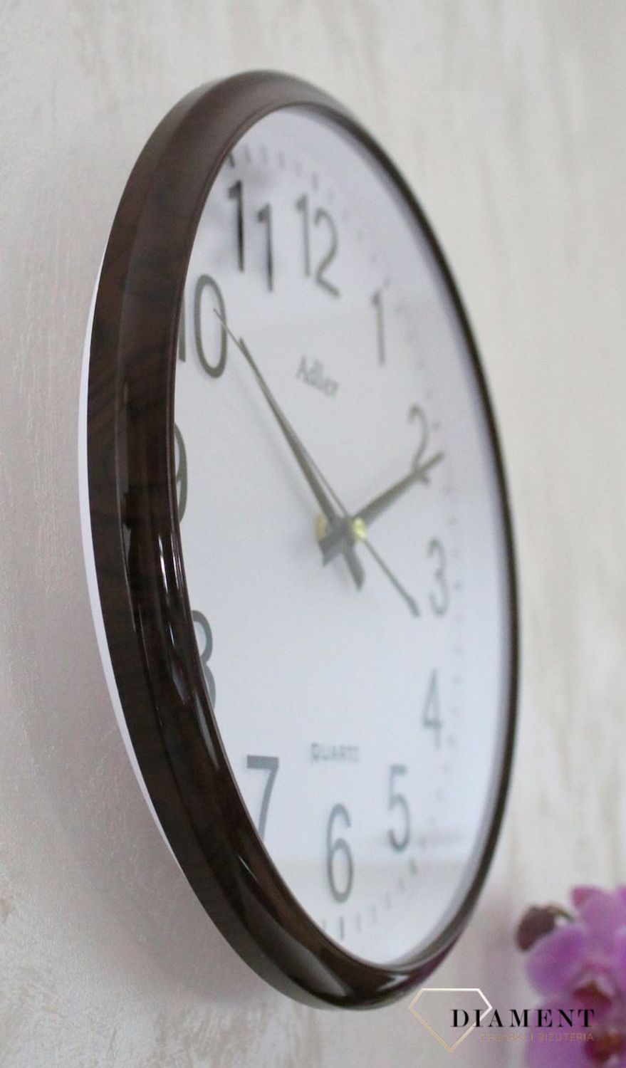 Zegar ścienny okrągły Imitacja Drewna Adler ciemny brąz (1).JPG