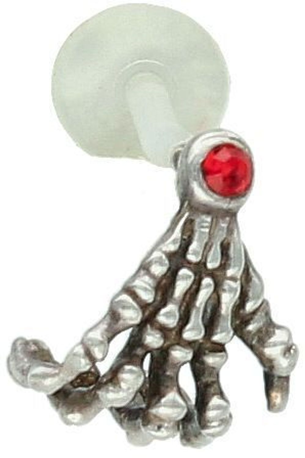 Kolczyk do chrząstki elem.srebra bioplast ręka trupia PW234 Kolczyk do chrząstki PW234 z bioplastu z elementem srebrnym w kształcie trupiej rączki1.jpg