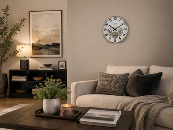 Duży zegar ścienny PW372 Silver 43x43 cm – srebrny zegar z ruchomymi kołami zębatymidf.png