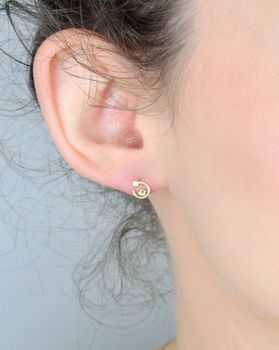 Kolczyki złote 585 gwiazdka w kółku z cyrkonią PZE0502G14K Minimalistyczna biżuteria zapinana na wygodne zapięcie na sztyft, (2).JPG