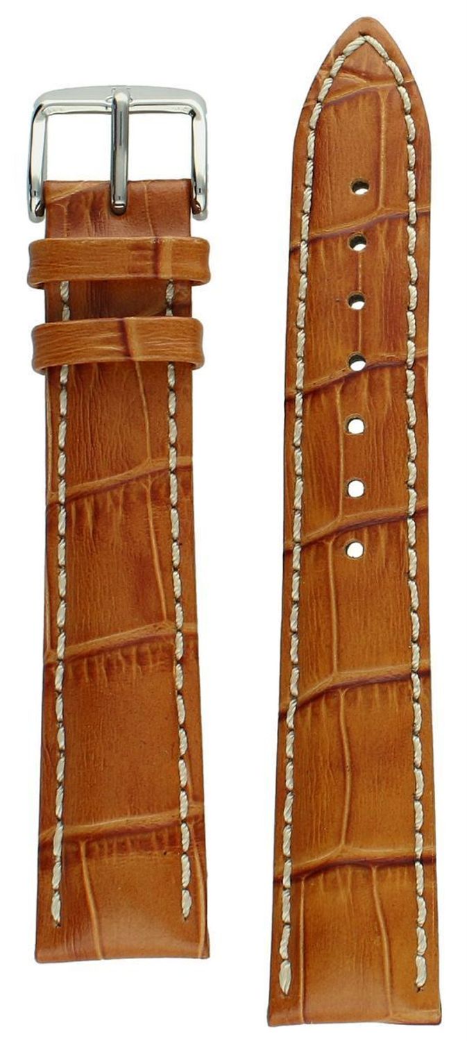 Pasek do zegarka ze skóry cielęcej z tłoczeniem aligatora - brązowy 18 mm, Pasek07.jpg