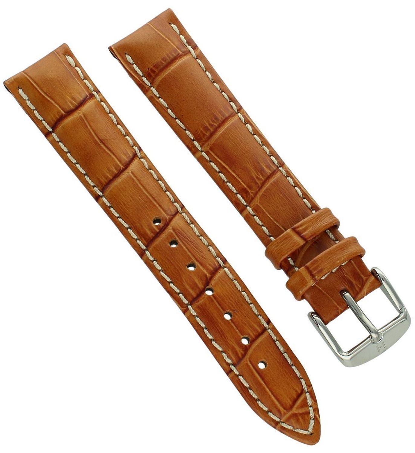 Pasek do zegarka ze skóry cielęcej z tłoczeniem aligatora - brązowy 18 mm, Pasek07.jpg