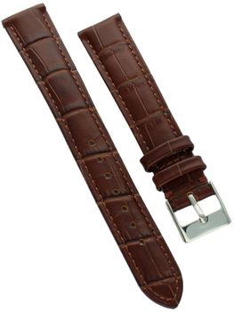Brązowy pasek skórzany XL 18 mm – Imitacja krokodyla z brązowym przeszyciem, Echt Leder.jpg