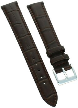 Brązowy pasek do zegarka 18 mm XL – skórzany, imitacja krokodyla, srebrna klamra.jpg