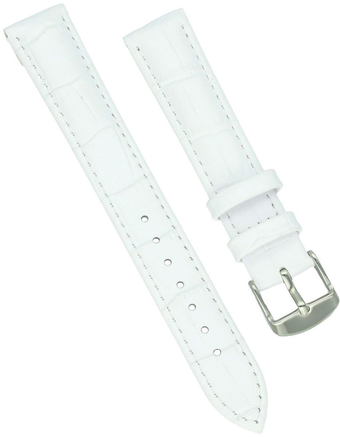 Pasek damski 18 mm biały skórzany anti-allergic z imitacją krokodyla i srebrną klamrą – naturalna skóra.jpg