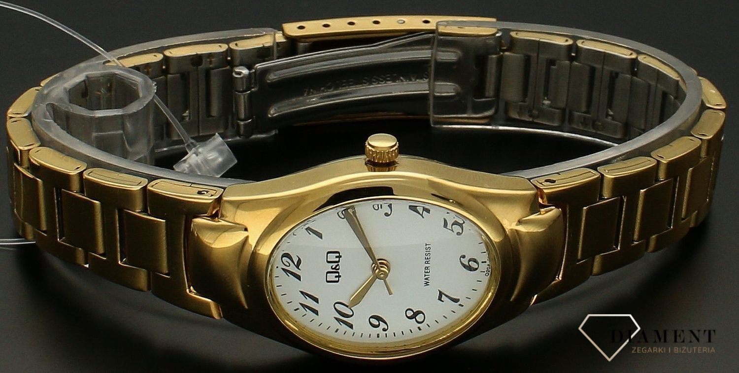 Zegarek damski Q&Q na bransolecie biżuteryjnej w złotym kolorze Q20A-005P. Damski zegarek na bransolecie. Zegarek damski z wyraźną tarczą. Damski zegarek w złotym kolorze na bransolecie idealny na prezent..jpg