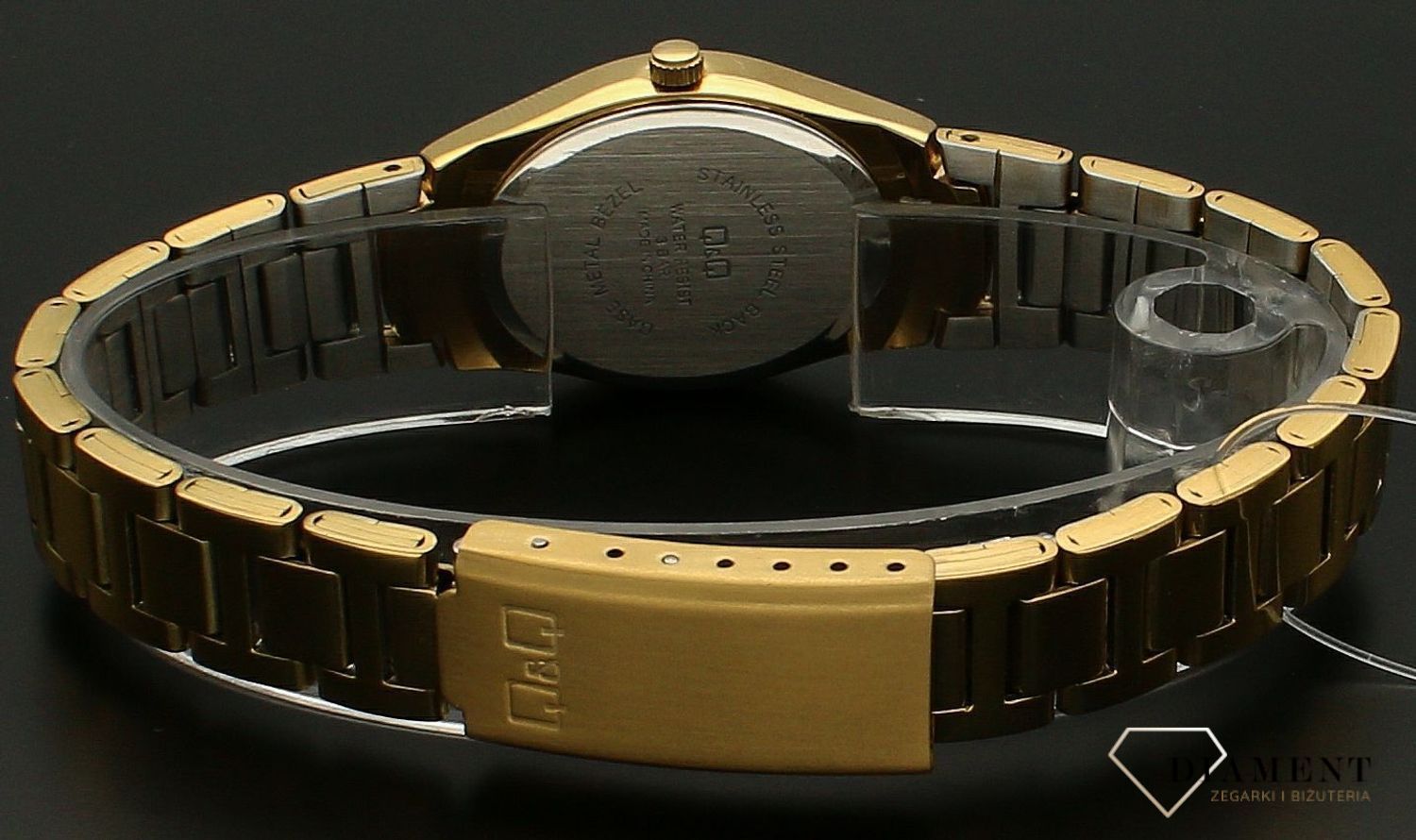 Zegarek damski Q&Q na bransolecie biżuteryjnej w złotym kolorze Q20A-005P. Damski zegarek na bransolecie. Zegarek damski z wyraźną tarczą. Damski zegarek w złotym kolorze na bransolecie idealny na prezent..jpg