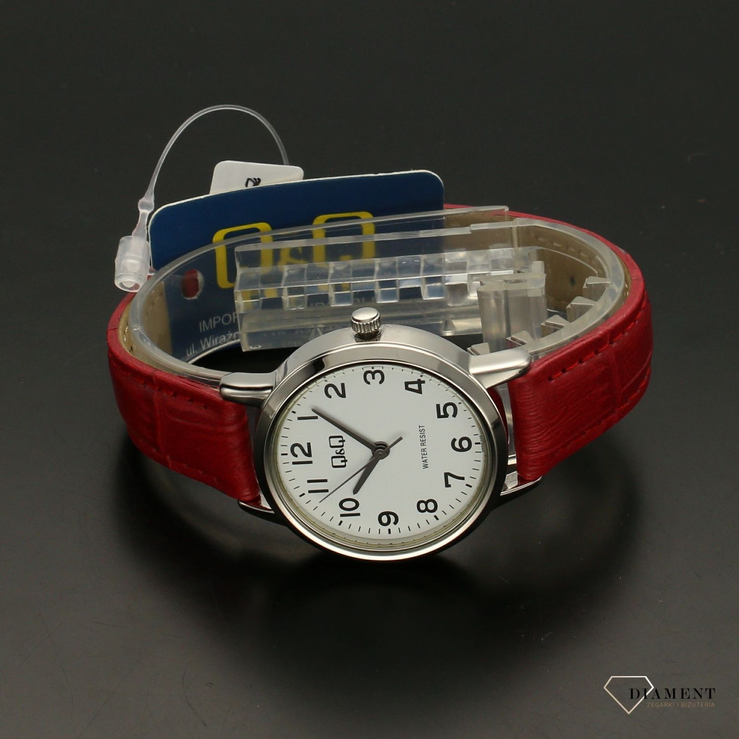 Zegarek damski Q&Q na czerwonym pasku Q925-324.jpg