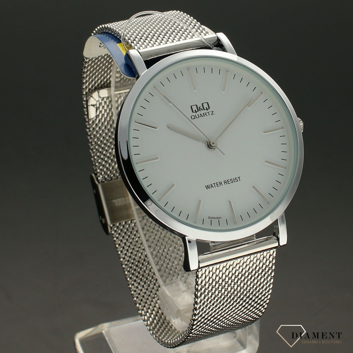 Zegarek męski na bransolecie meshowej z biała tarczą DW Q&Q QA20-201⌚.jpg