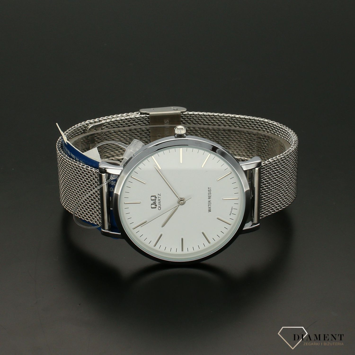 Zegarek męski na bransolecie meshowej z biała tarczą DW Q&Q QA20-201⌚.jpg