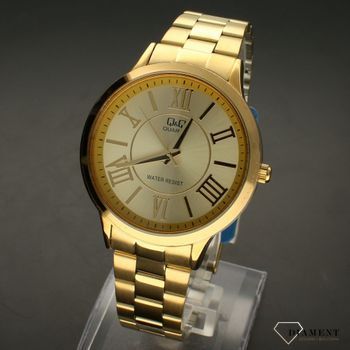 Zegarek męski QQ na bransolecie w złotym kolorze QA22-006.  Zegarki męskie na bransolecie✓ Wymarzony prezent ✓Prezent dla taty z grawerem✓ Prezent z grawerem✓ Autoryzowany sklep. ✓Grawer 0zł ✓Gratis Kurier 24h ✓Zwrot 30 dni5.jpg