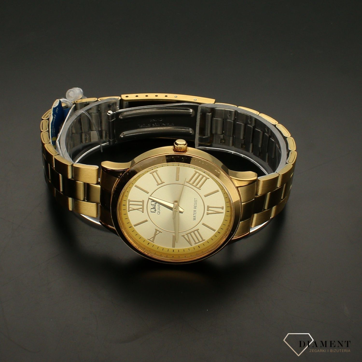 Zegarek męski QQ na bransolecie w złotym kolorze QA22-006.  Zegarki męskie na bransolecie✓ Wymarzony prezent ✓Prezent dla taty z grawerem✓ Prezent z grawerem✓ Autoryzowany sklep. ✓Grawer 0zł ✓Gratis Kurier 24h ✓Zwrot 30 dni2.jpg