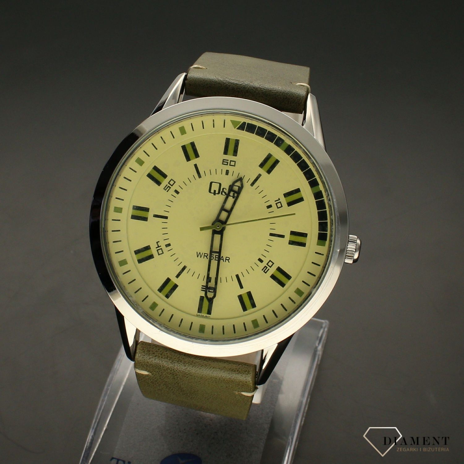Zegarek męski na zielonym pasku QQ QA58-801. Zegarek męski QQ na pasku QB54-201.  Zegarki męskie na pasku✓ Wymarzony prezent ✓Prezent dla taty z grawerem✓ Prezent z grawerem✓ Autoryzowany sklep. ✓G 0zł ✓Gratis Kurier 24h.jpg