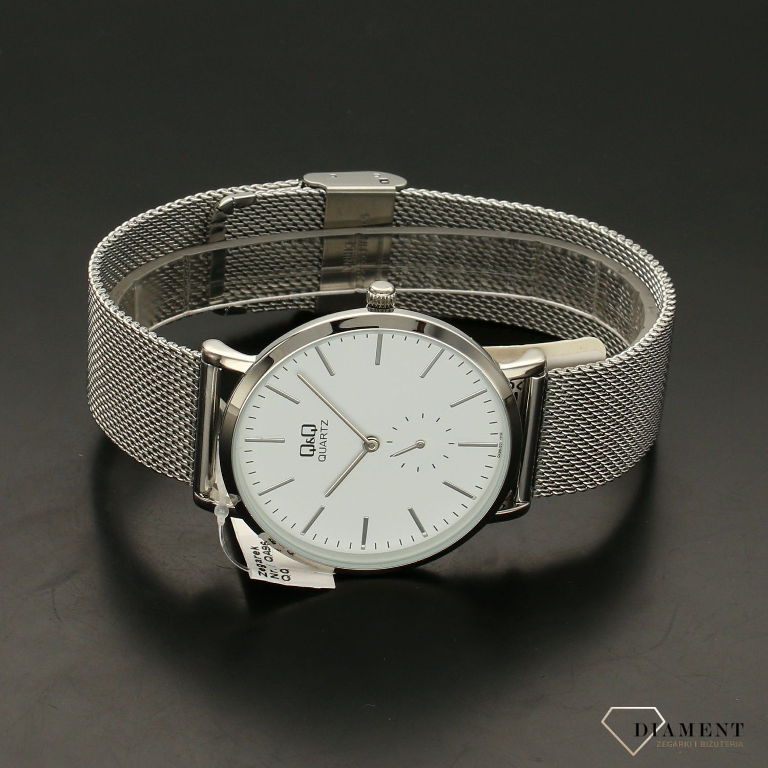 Zegarek męski na bransolecie QQ 'Płaski styl' QA96-201 (1).jpg