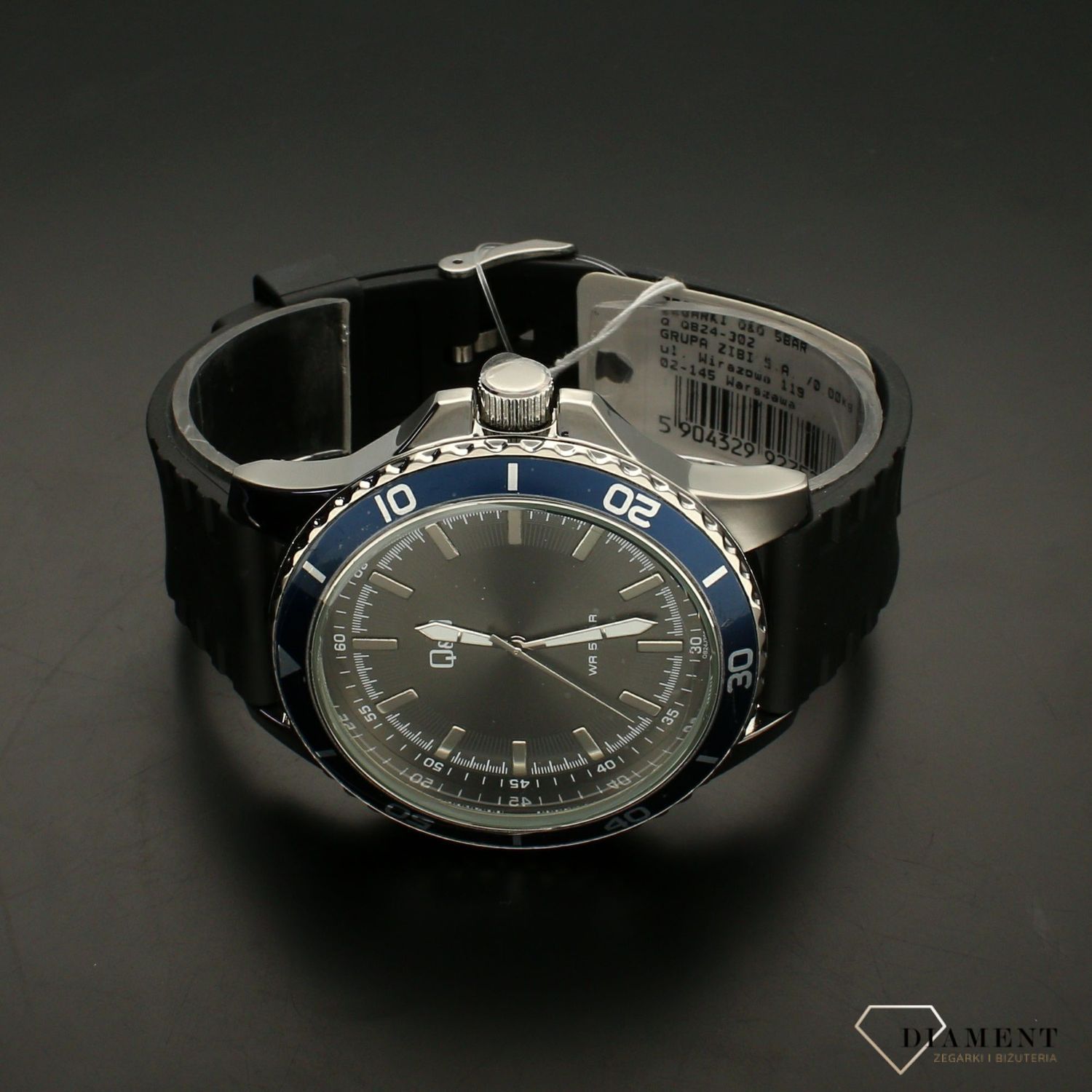 Zegarek QQ męski na czarnym pasku QB24-302. Zegarki męskie na pasku silikonowym✓ Wymarzony prezent ✓Prezent dla taty z grawerem✓ Prezent z grawerem✓ Autoryzowany sklep. ✓Grawer 0zł ✓2.jpg