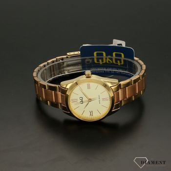 Zegarek damski na bransolecie 'Double gold' QB43-408 w dwóch odcieniach złota- żółtego i różowego. Zegarek damski z rzymskimi cyframi.  Prezent dla kobiety 🎁 (3).jpg