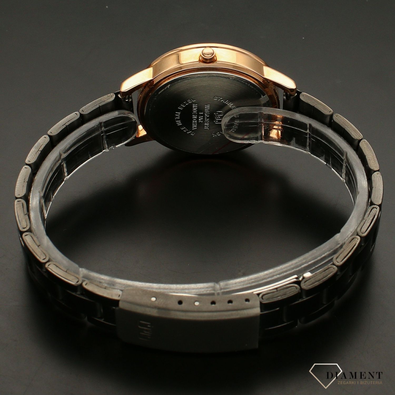 Zegarek damski na czarnej bransolecie QQ QB99-408 jpg.jpg
