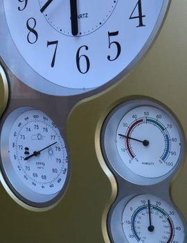 Zegar na ścianę złoty z termometrem i wilgotnościomierzem Perfect zegary na ścianę zegary do salonu zegary do biura (6).JPG