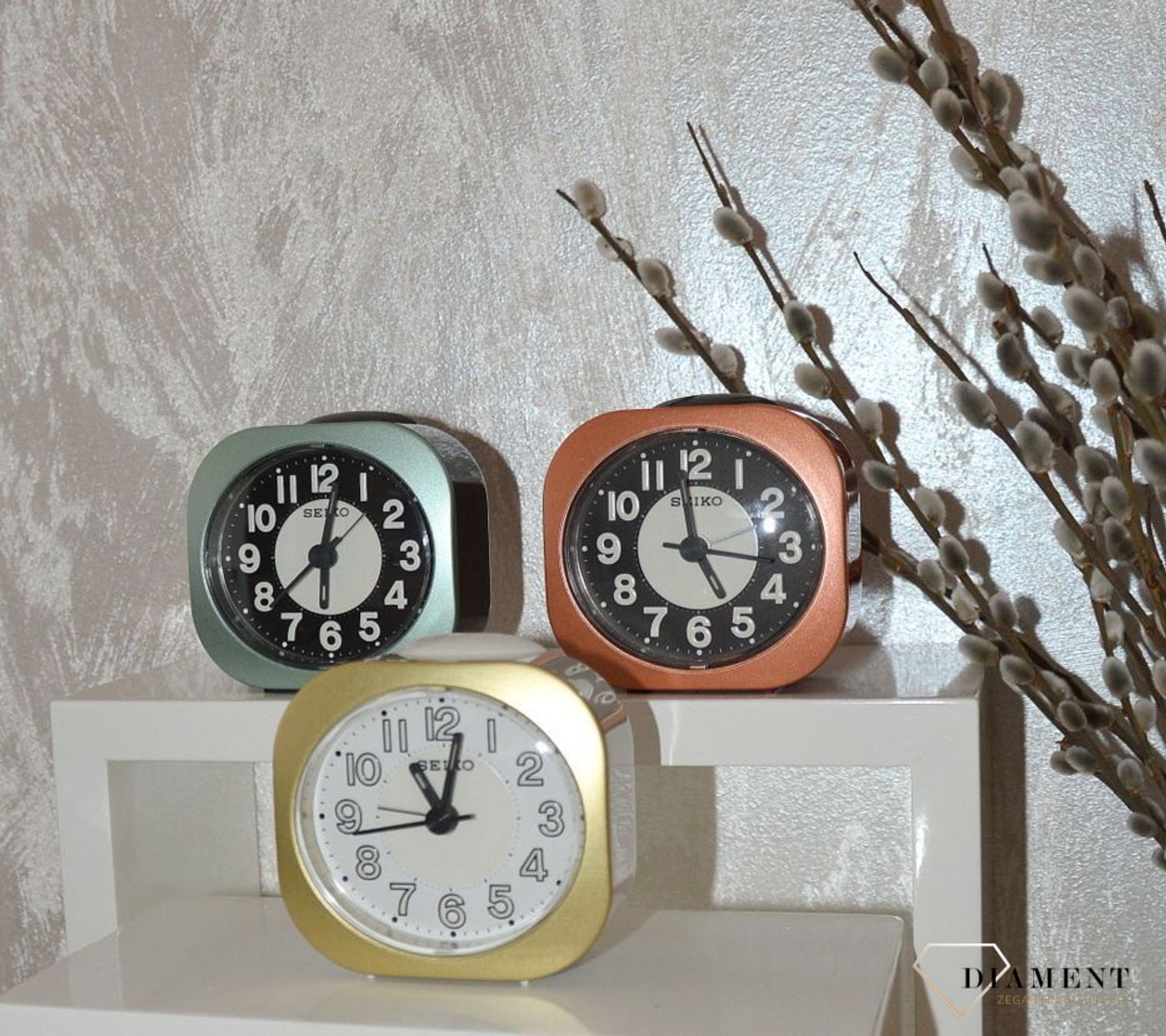 Budzik klasyczny SEIKO złoty cichy mechanizm QHE121G.jpg