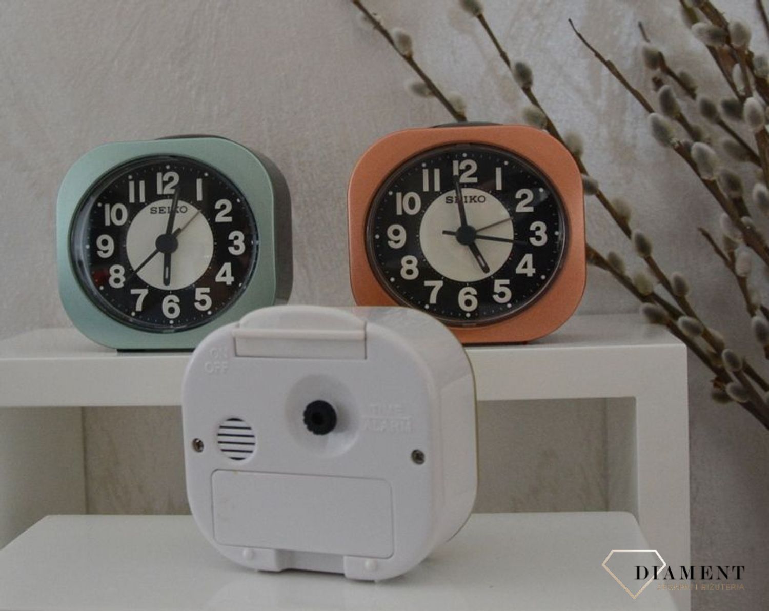 Budzik klasyczny SEIKO zielony cichy mechanizm QHE121M.jpg