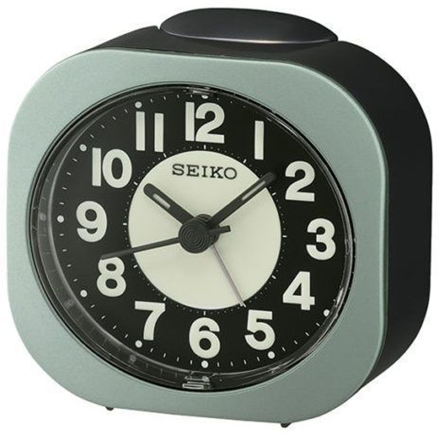 Budzik klasyczny SEIKO zielony cichy mechanizm QHE121M.jpg