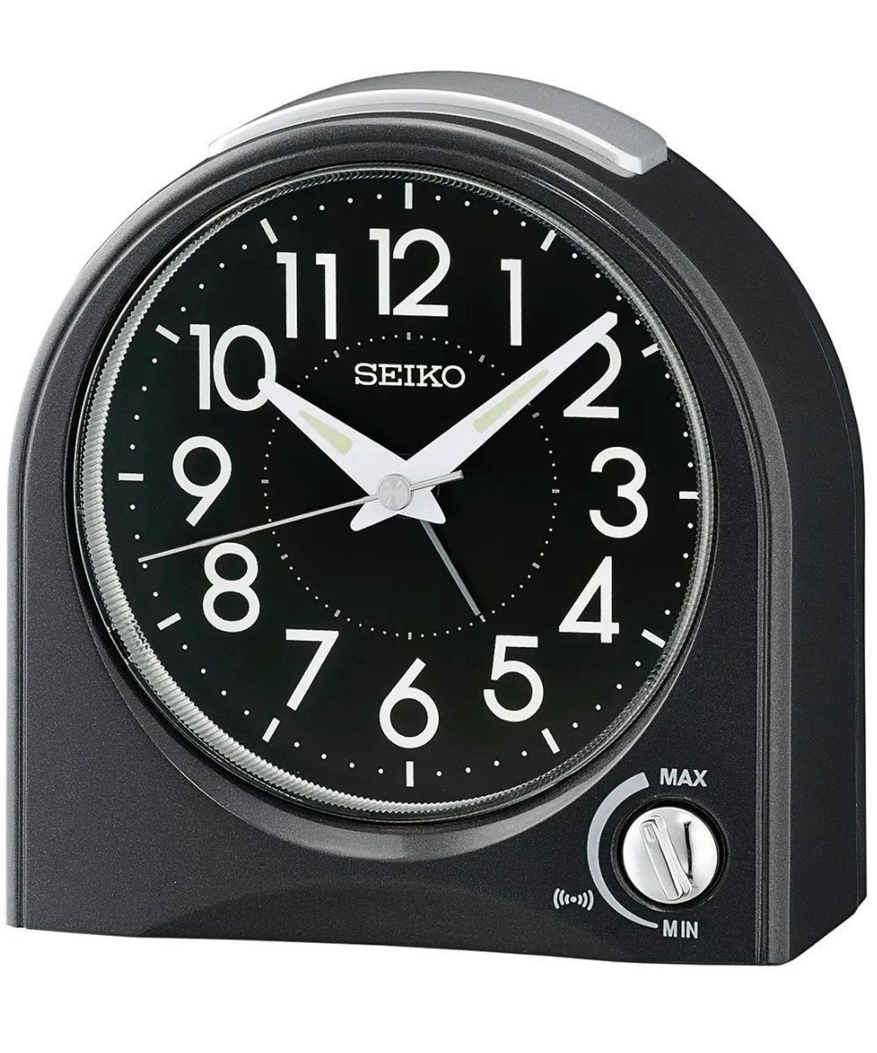 Budzik Seiko QHE204K czarny nowoczesny, kwarcowy z podświetleniem i drzemką.jpg