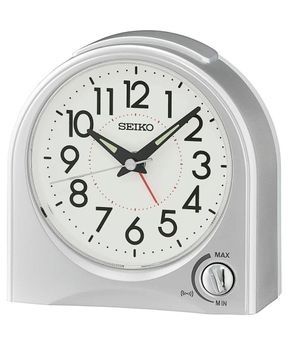 Budzik Seiko QHE204S srebrny ✨ cichy, płynący sekundnik, drzemka, podświetlenie  11,7×11,5 cm.jpg