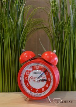 Budzik klasyczny Seiko QHK905R Cichy mechanizm Bell Alarm CocaCola budzik na baterię (3).JPG