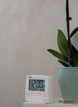 Budzik Seiko QHL086W z termometrem higrometr .Termometr  Kalendarz Termometr, budziki na baterię, budzik biały (4).JPG