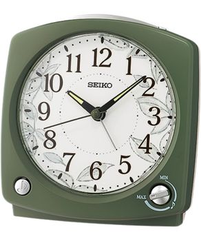 Budzik Seiko QHP012M zielony, śpiew ptaków, melodie, regulacja głośności, drzemka i podświetlenie.jpg