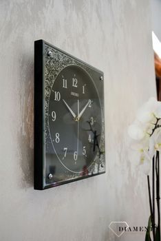 Zegar na ścianę czarny z kryształami Swarovskiego QXA541K (2).JPG