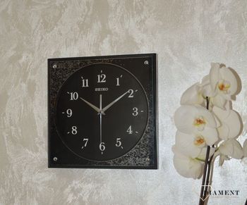Zegar na ścianę czarny z kryształami Swarovskiego QXA541K (3).JPG