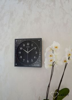 Zegar na ścianę czarny z kryształami Swarovskiego QXA541K (4).JPG