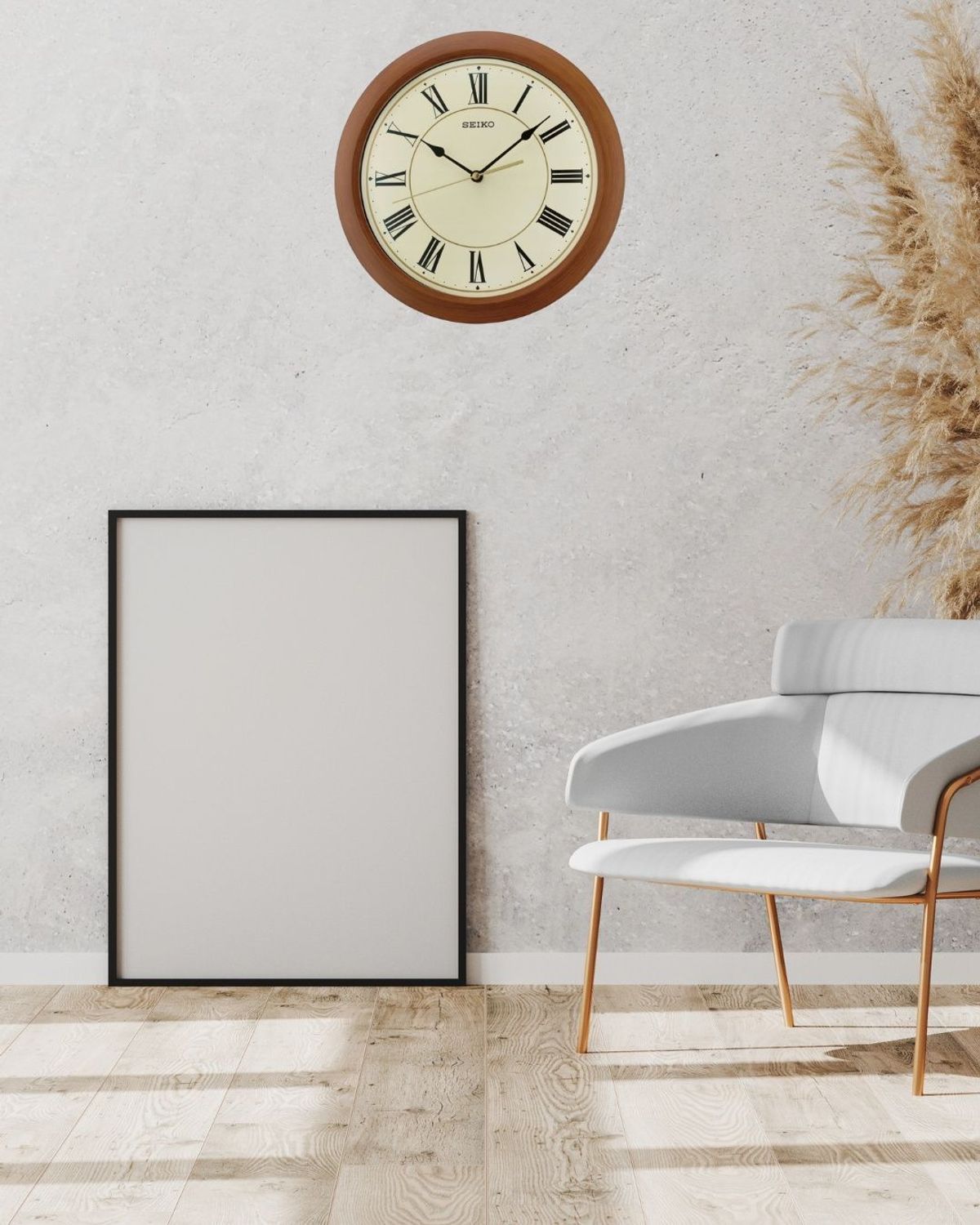 Zegar ścienny Seiko QXA713T – 30 cm, brązowo-beżowy, z płynną wskazówką.png
