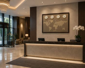 Zegar ścienny Seiko, zegar z mapą świata, zegar 4 strefy czasowe, zegar dekoracyjny, zegar do hotelu (1).jpg