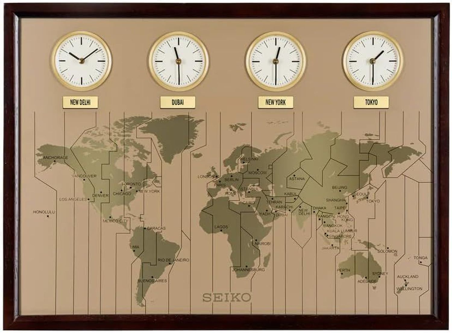 Zegar ścienny Seiko mapa świata 4 strefy czasowe – drewniany zegar kwarcowy premium (2).jpg