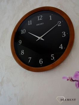 Zegar ścienny drewniany Seiko okrągły cichy mechanizm QXA763Z 🕰 Czytelny zegar drewniany 🕰 Klasyczny zegar ścienny SEIKO z cichym mechanizme (7).JPG