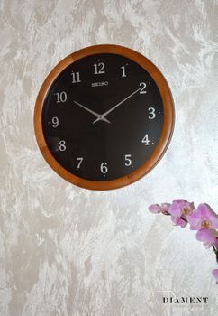 Zegar ścienny drewniany Seiko okrągły cichy mechanizm QXA763Z 🕰 Czytelny zegar drewniany 🕰 Klasyczny zegar ścienny SEIKO z cichym mechanizme.JPG