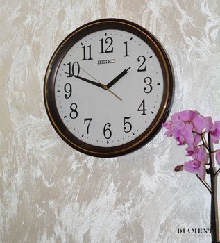 Zegar ścienny SEIKO 30 cm QXA768B. Zegar na ścianę brązowy do salonu Seiko QXA768B (4).JPG