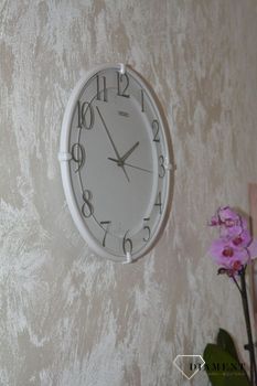 Zegar ścienny SEIKO 30 cm QXA778W Pastelowa biel. Tarcza zegara w kolorze pastelowej bieli z wyraźnymi szarymi cyframi arabskimi (9).JPG