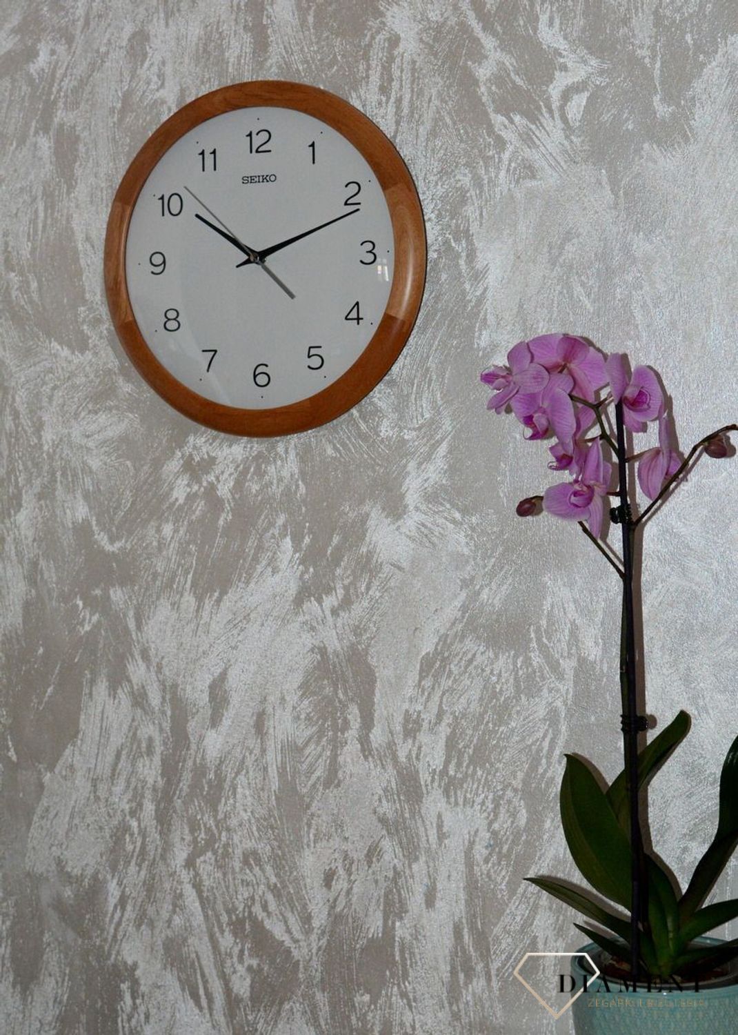 Zegar ścienny drewniany SEIKO okrągły cichy mechanizm QXA781B.jpg