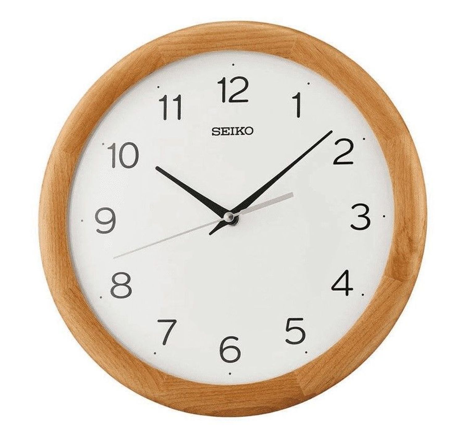 Zegar ścienny drewniany SEIKO okrągły cichy mechanizm QXA781B.jpg